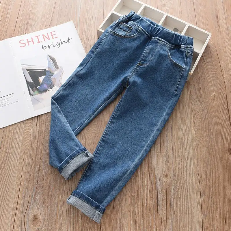 

2021 Spring Autumn Baby Girl Boy Casual Pants Kids Vintage Jeans for Girls Denim Pant Children New Casual Trousers Clothing Q04