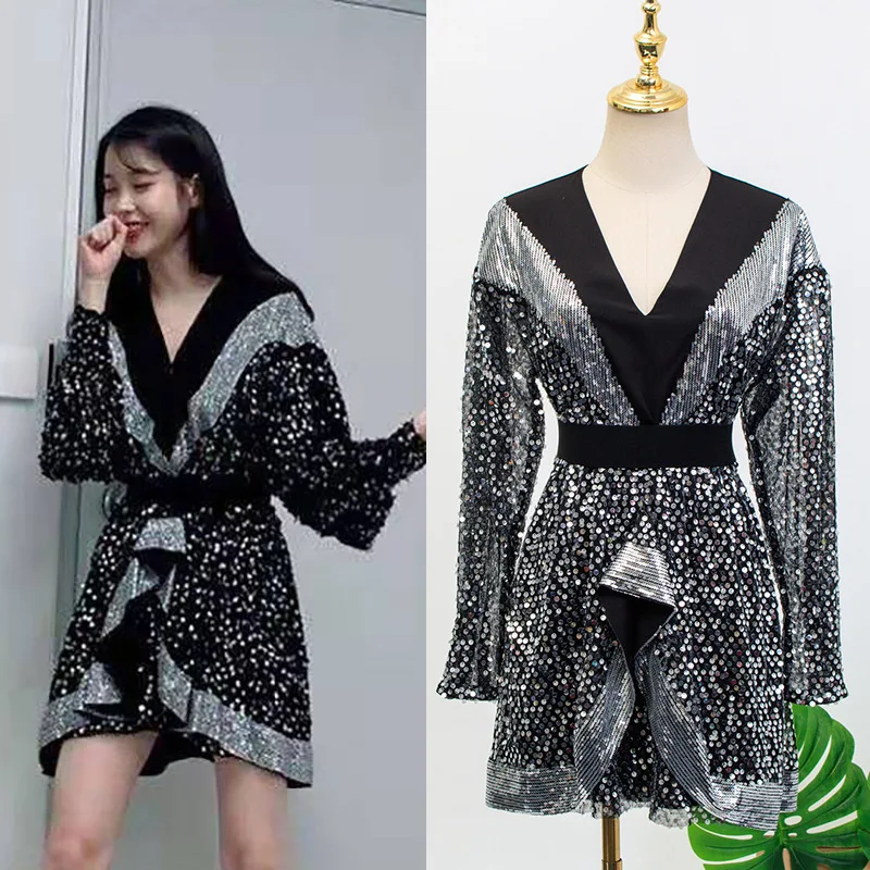 LANMREM женское весеннее платье с v образным вырезом и длинными рукавами новинка 2020