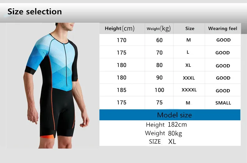 Триатлонный комбинезон плавание мужчин Велоспорт Бег быстросохнущая плотно