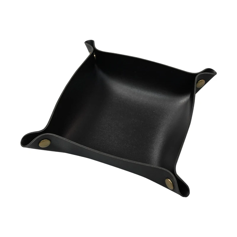 New Storage Trays Foldable PU Leather Home Decorative For Key Wallet Makeup Desktop Box Drop Shipping | Дом и сад