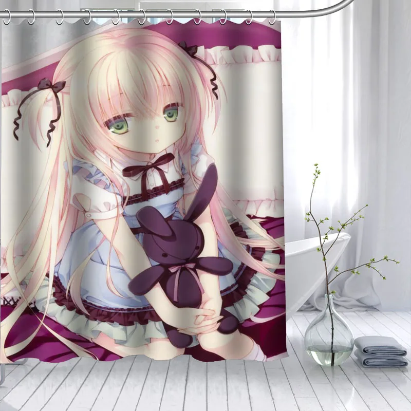 Горячая Распродажа Lil fox аниме девушка мультфильм пользовательские занавески для душа 3D Водонепроницаемый полиэстер ткань для ванной занавес 12 крючков для ванной комнаты - Цвет: 19