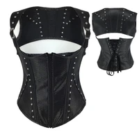 faux leather corset sexy fish scale printed zipper steampunk corset lace up punk gothic corset vest women black bustier lingerie