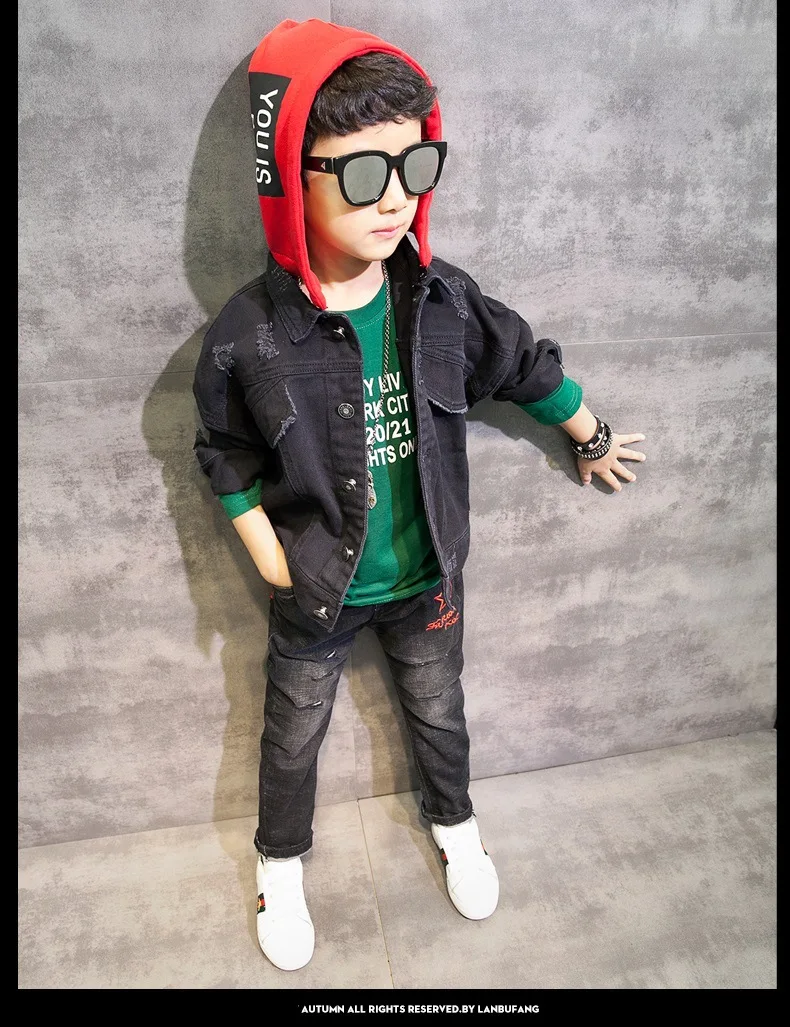 

Модная, осенняя одежда, новая коллекция, детские для мальчиков, джинсовые куртки 2019 новая одежда для маленьких мальчиков с принтом из букв, с...