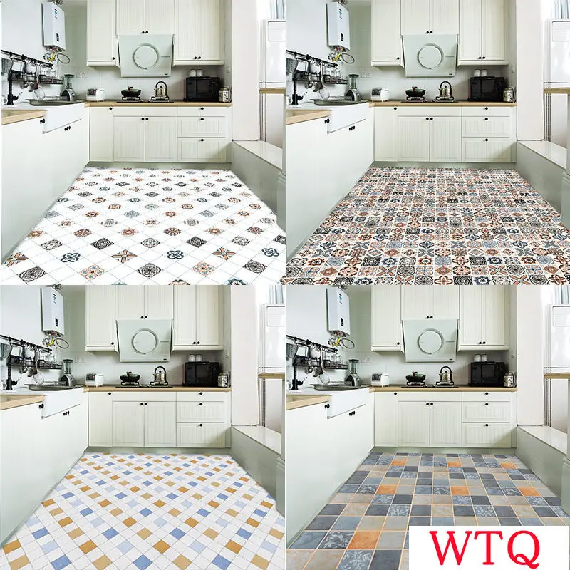

Thicken Bathroom Kitchen Non Slip Floor Tile Sticker Self Adhesive Wallpaper Waterproof Bedroom Living Room Vinyl Floor Stickers