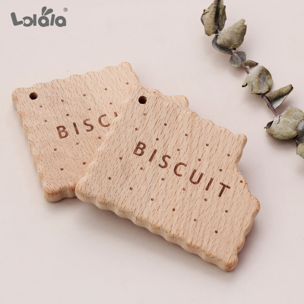 Детский деревянный Прорезыватель для зубов в форме печенья из натурального