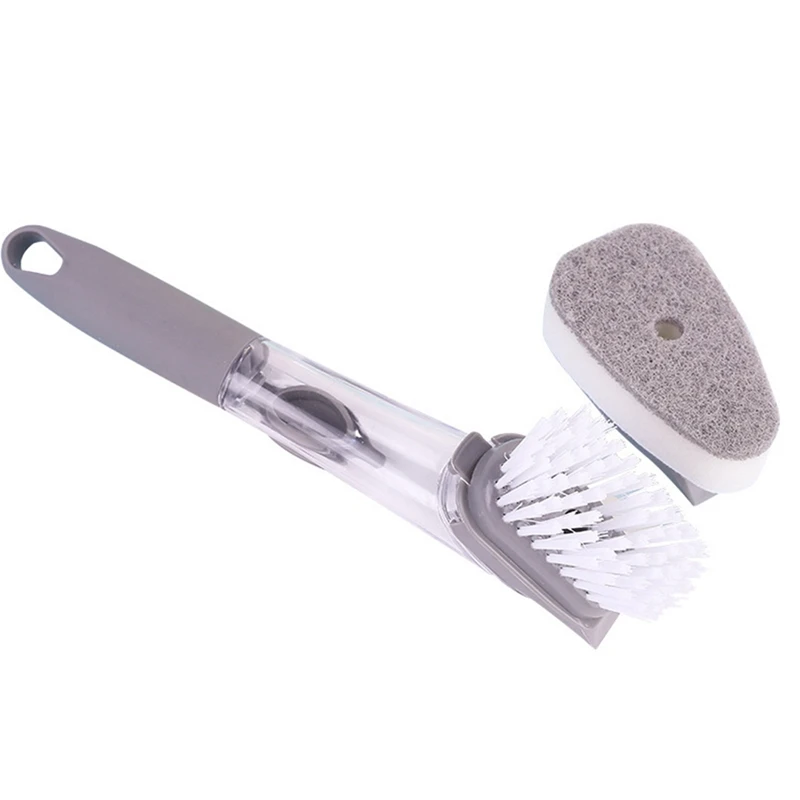 

Kitchen Cleaning Brush 2 in 1 Long Handle Cleaing Brush with Removable Brush Sponge Dispenser Kitchen Tools