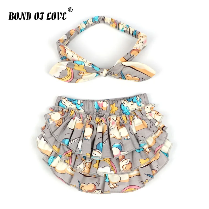 

Шорты и повязка на голову для девочек и мальчиков, подгузники и подгузники, детские шаровары с принтом единорога, одежда для малышей, детски...