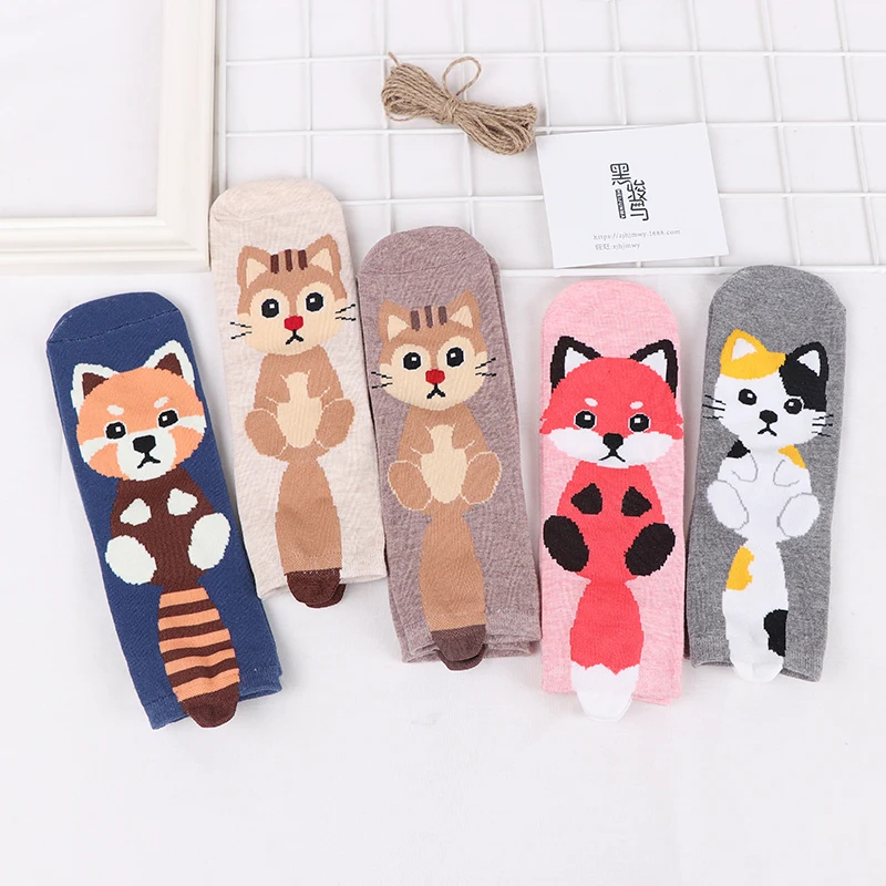 1 шт. носки женские милые в стиле Харадзюку хлопковые длинные с мультяшным