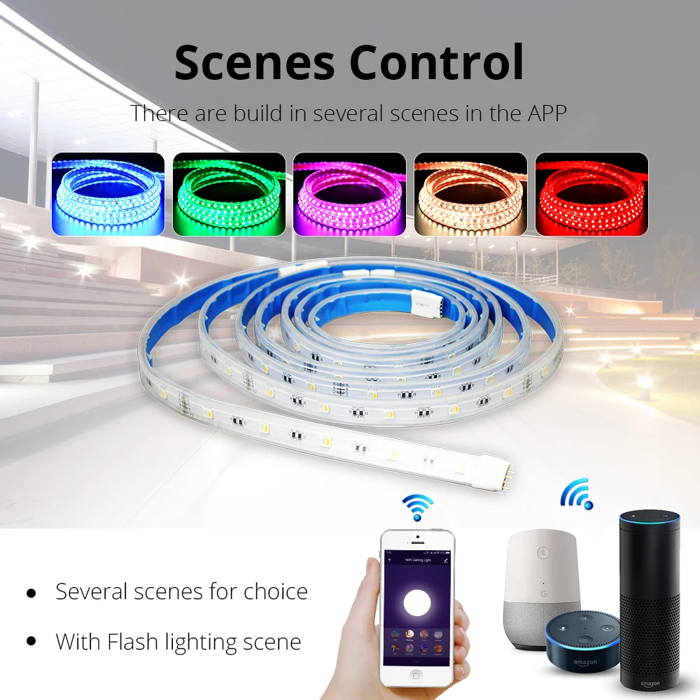 Tuya WiFi Waterproof Light Strip Smart Life APP Dimmer RGBCW LED Alexa Echo Google Home Music Sync Lighting Strips 2 4 6M | Лампы и