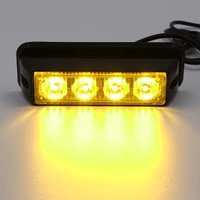 1 pair white amber 12v 4 led strobe marker warning light for car truck van emergency flash multiple flashing modes car parts