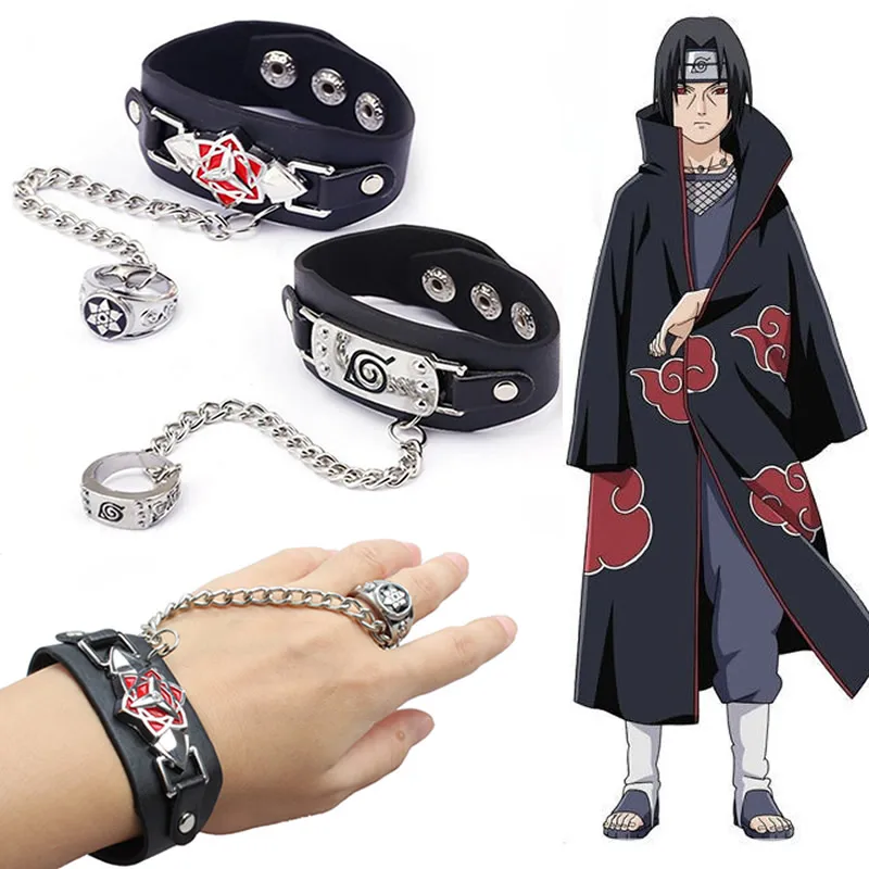 Anime Naruto Bracelet And Rings Action Figure Cosplay Accessories Uzumaki Hatake Kakashi Prop Jewelry Costumes Cool Men Toy Gift naruto uzumaki naruto cosplay costume halloween costumes