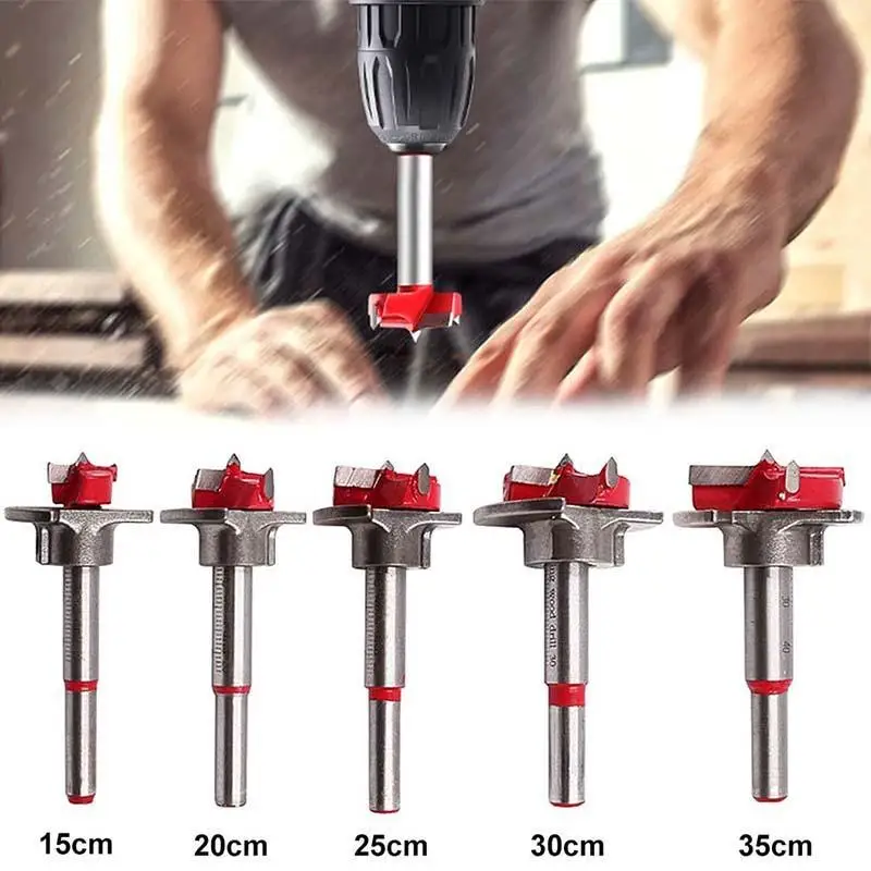 

5pc Diameter 15,20,25,30,35mm Adjustable Carbide Drill Bits Hinge Hole Opener Boring Bit Tipped Drilling Tool Woodworking Cutter