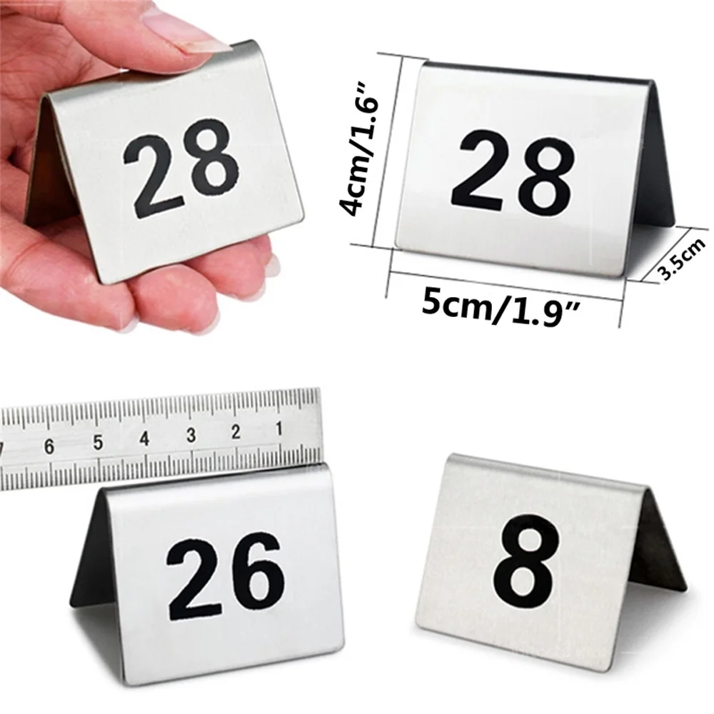 1 To 50 Stainless Steel Table Number Cards Wedding Restaurant Cafe Bar Table Numbers Stick Set Wedding Birthday Party Supplies
