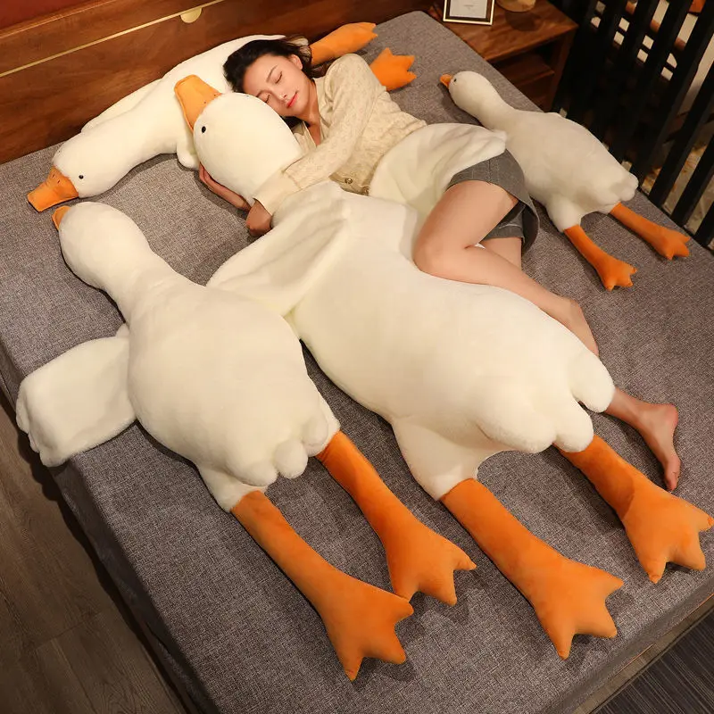 2021 New Cute Lazy Big Goose Doll Softness Comfort Cute White Pink Goose Doll Pillow Gift Plush Toy Cosplay Props Doll
