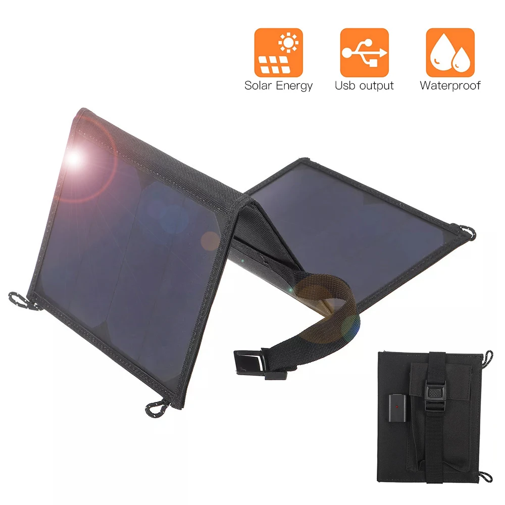 

5V 15W USB Solar Charger Portable Solar Cell Waterproof Solar Battery Chargers Power Bank with 3 Solar Panels Charging for Phone