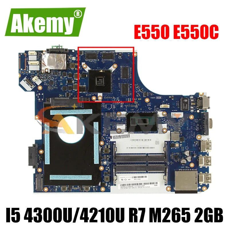 

Akemy AITE1 NM-A221 For Lenovo ThinkPad E550 E550C Laptop Motherboard 00HT588 CPU I5 4300U/4210U GPU R7 M265 2GB Work