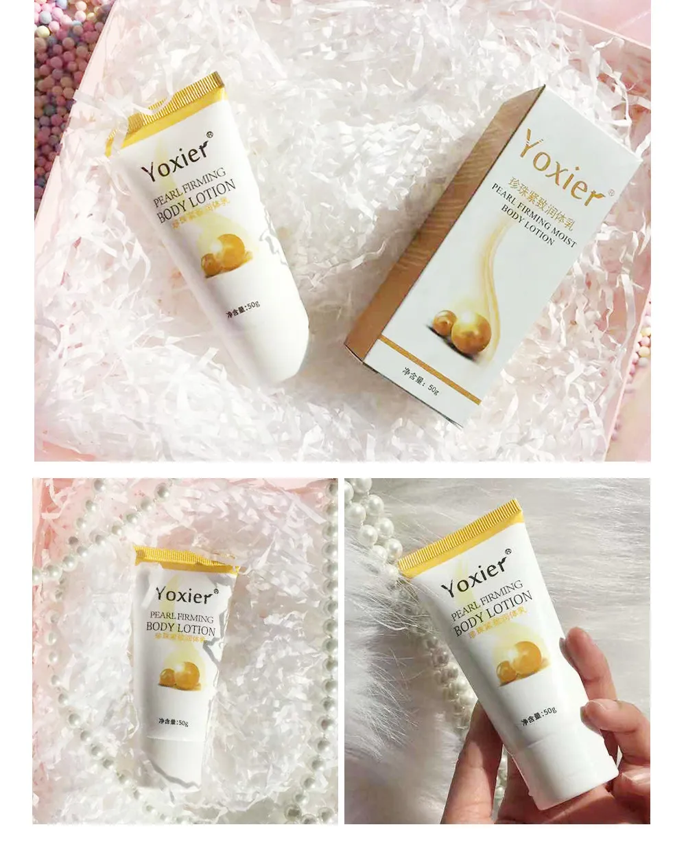 

Yoxier Pearl Firming Body Lotion Massage Slimming Reduce Cellulite Promote Fat Burning Thin Waist Stovepipe Body Skin Care Cream