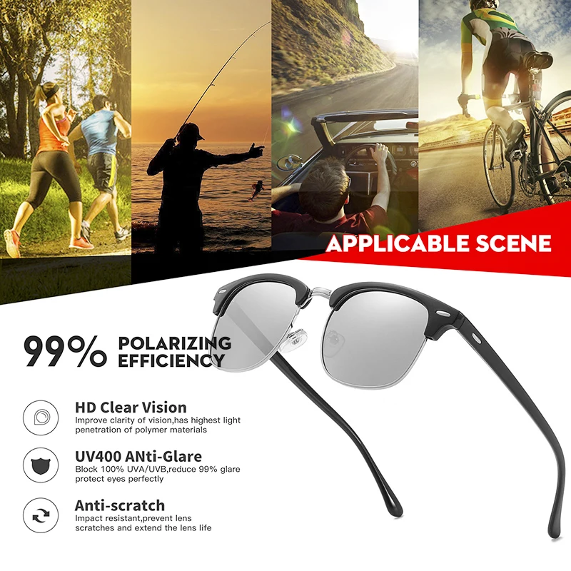 Солнцезащитные очки VCKA классические полуоправы мужские женские 2020 квадратные