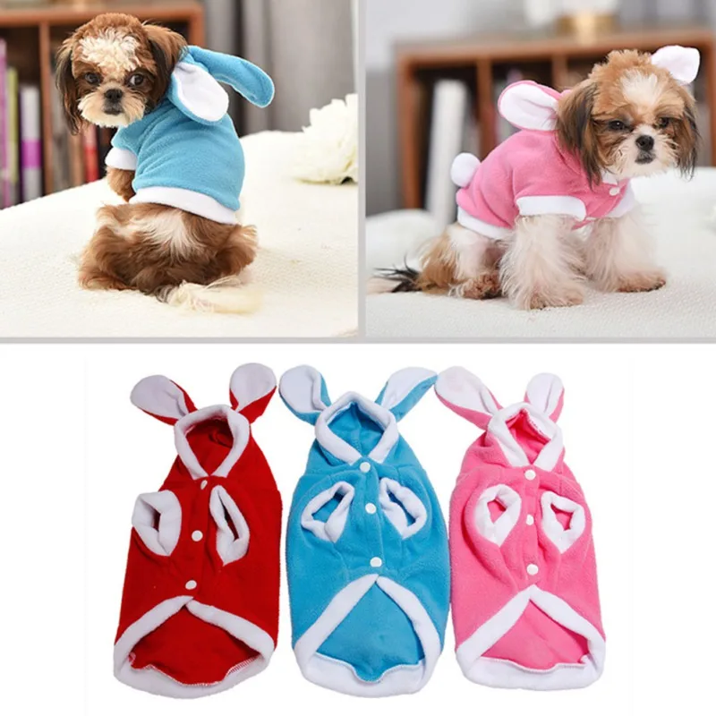 

Pet Autumn Winter Fleece Warm Hoodie Cute Rabbit Dress Up Pullover Soft Breathable Coat Jacket For Small Medium Dog Cat Clothing