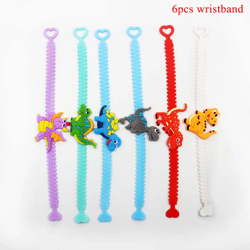 6pcs wristband Динозавр ПВХ фольга Висячие завитки динозавр день рождения украшения Детские сувениры Юрский динозавр Потолочные Подвесные гирлянды принадлежности - Цвет: 6pcs wristband