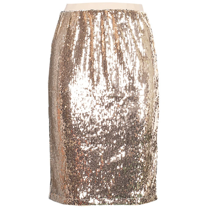 

Lady Sexy Buttocks Hip Skirt Party Dresses New Fashion Tight Ladies Skirt Split Sequin Knee-Length Elastic Band Skirt