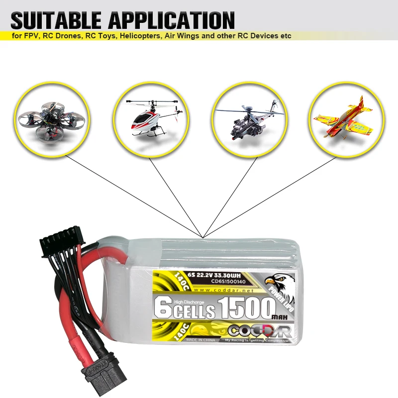 Аккумулятор CODDAR 1500 мАч 6S 140C 22 2 V LiPo с разъемом XT60 для Beta95X FPV Racing Drone вертолет RC Quadcopter