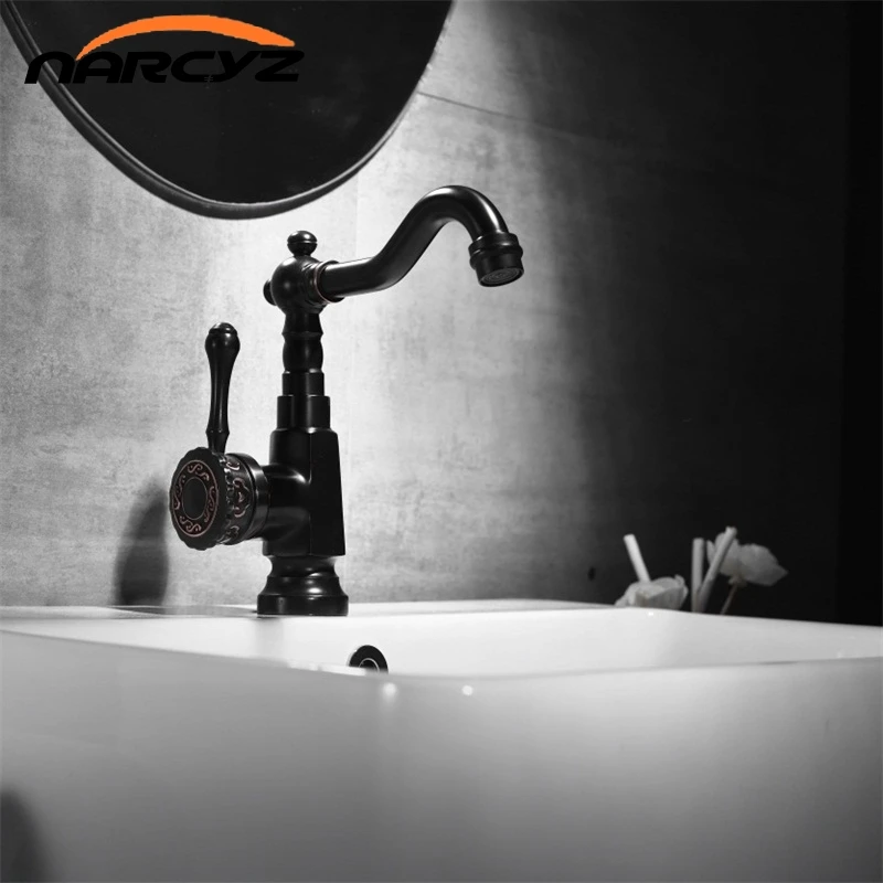 Смеситель для раковины в ванную комнату Черный кран смесители устанавливаемый
