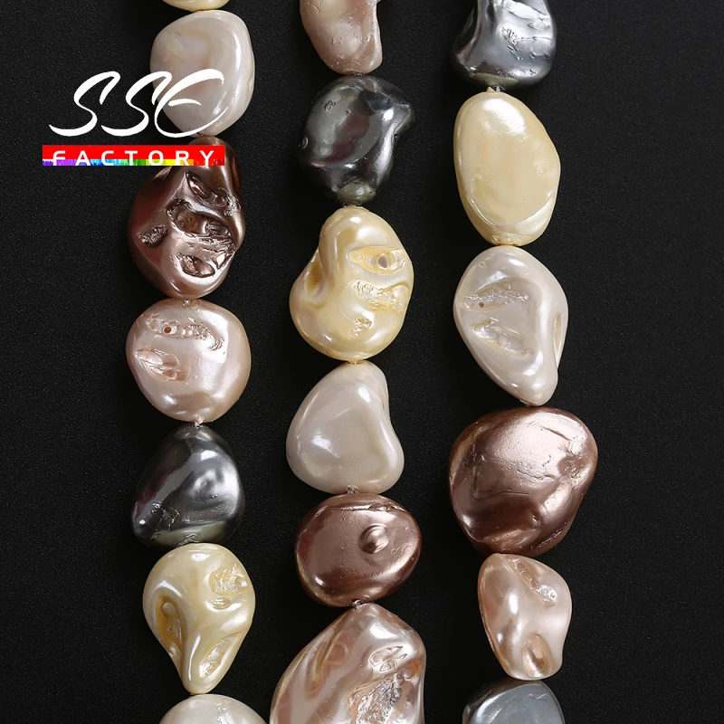 

16-20 mm Heat Treated Imitate Colorful Baroque Pearl Irregular Shell Loose Beads For Jewelry Making Diy Bracelets 15" Strand P24