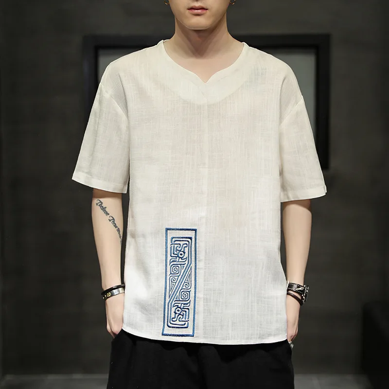 Размера плюс для мужчин в традиционном китайском стиле Летняя одежда Новая детей
