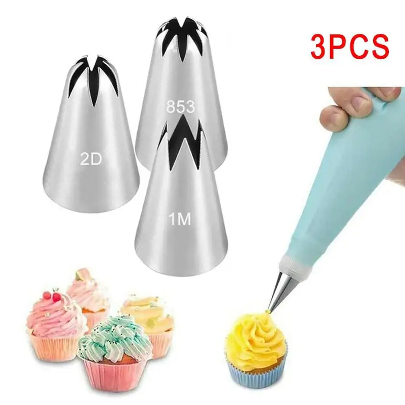 

3PCS Large Size Round Metal Cake Cream Decoration Tip Steel Piping Icing Nozzle Pastry Tool Baking Tools