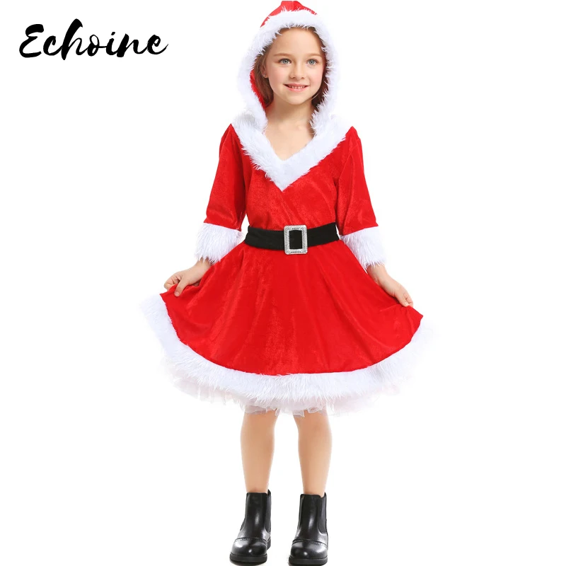 Роскошный костюм Санта Клауса косплей Рождественский для девочек детский