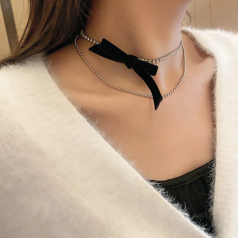 QIMING индивидуальный бриллиант ожерелье с бантиком для женщин Женский чокер