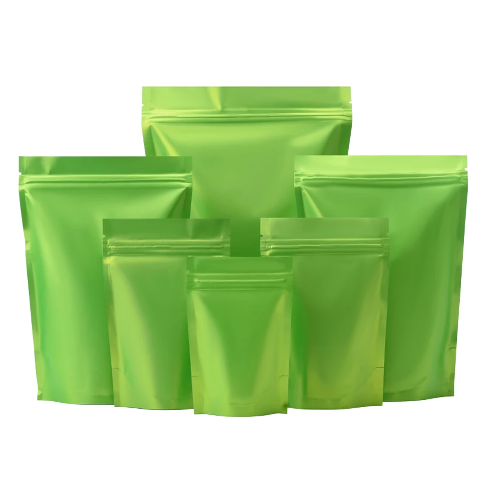 

1000Pcs/Lot Zip Lock Tear Notch Reusable Candy Food Storage Pouches Matte Green Mylar Foil Self Seal Waterproof Cookies Nuts Bag