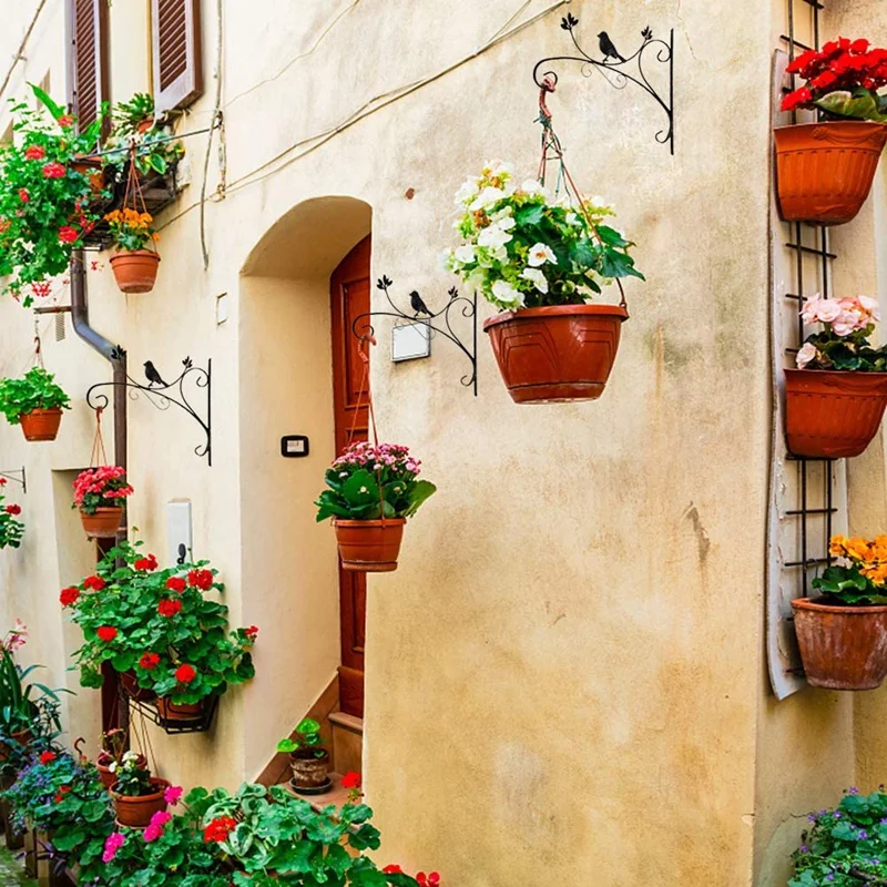 

2PCS Wall Mount Hanging Hook Metal Indoor Outdoor Decorative Hanger for Hanging Plant Flower Basket Pot Bird Feeder