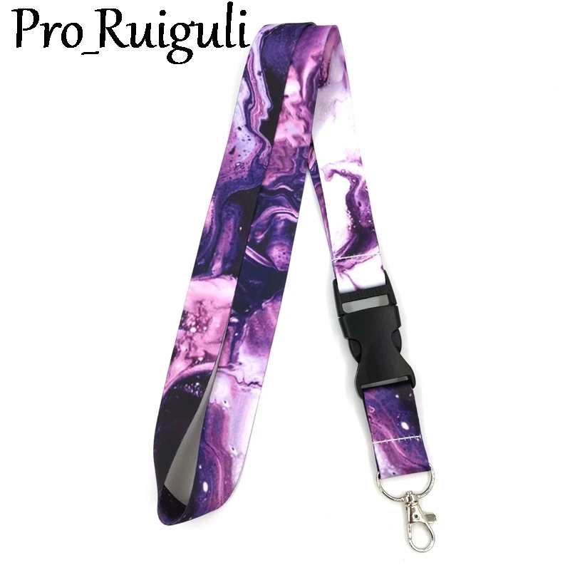 

Cool Waves Marble pattern Lanyard Keys Phone Holder Funny Neck Strap With Keyring ID Card DIY Animal webbings ribbons Hang