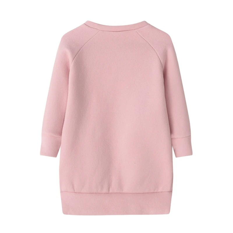 Осенне-зимнее теплое платье для девочек прямое мини-платье с длинным рукавом и