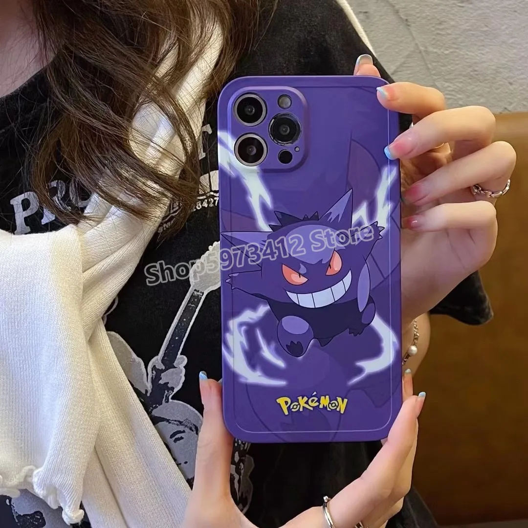 Cartoon Anime Pokemon Mobile Phone Case for Ipone 13pro 12promax Apple 7 8plus Soft XR 11 Pikachu Gengar phone accessories | Дом и сад