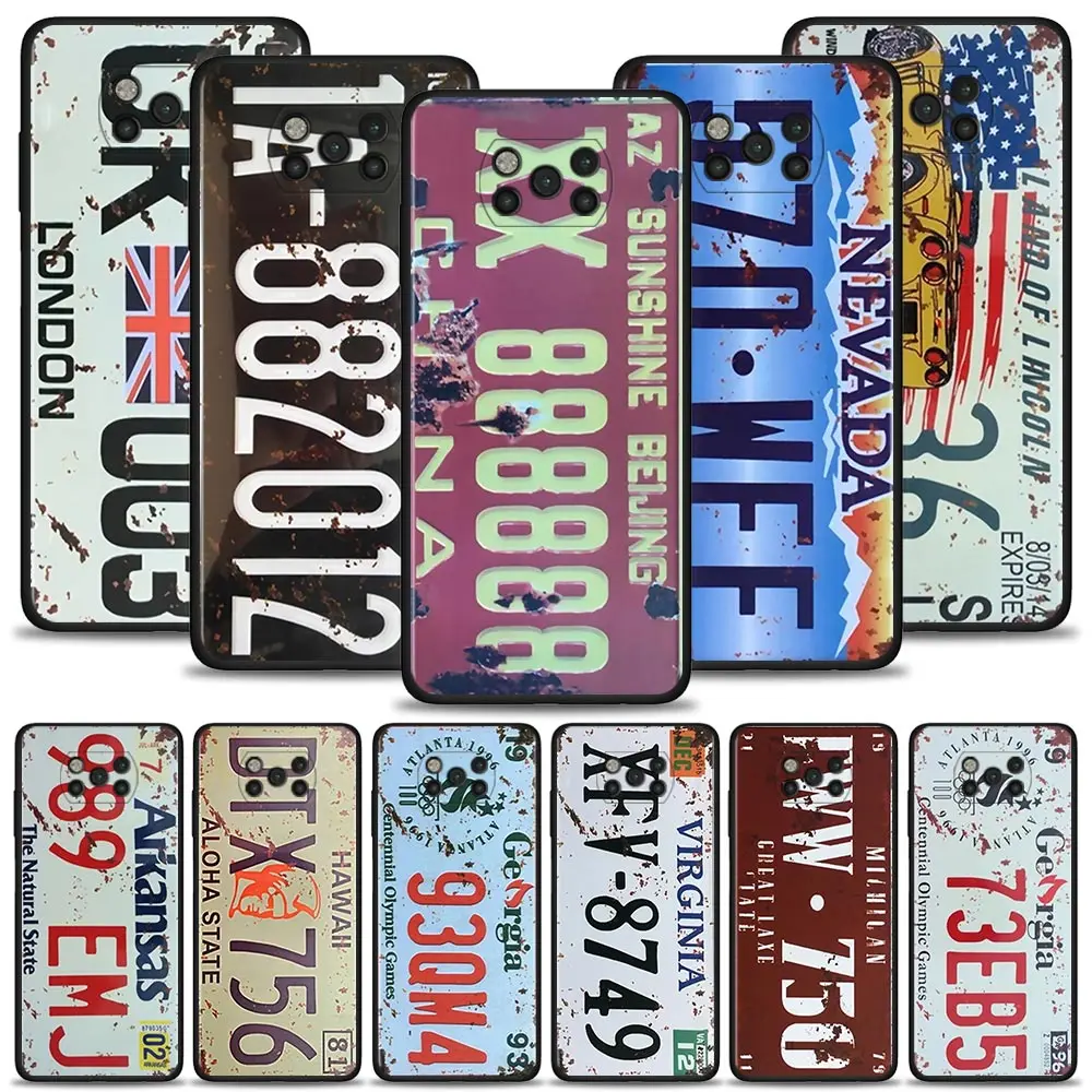 

Retro License Plate Number For Xiaomi Poco X3 NFC M3 M4 Pro 4G 5G F3 GT for Mi Civi 11T 10T 10 Pro 5G 11 Note 10 Lite 5G Shell