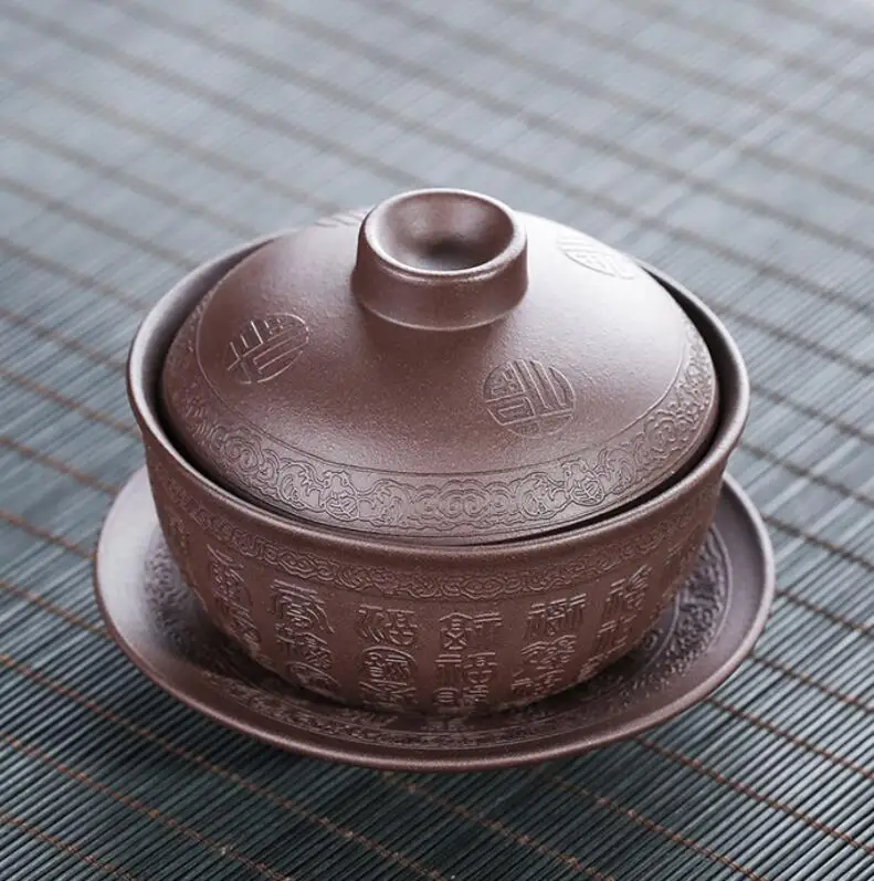 Чайная чашка YIXING ZISHA Gaiwan чайная из фиолетовой глины кунг фу зеленый чай Da Hong Pao