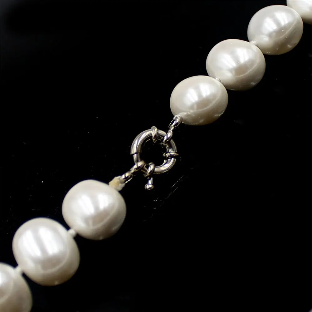 Free Shipping 15x12mm White South Sea Shell Pearl Egg Shape Beads Knot GP Clasp Wedding Jewelry Necklace 18&quot|Колье| |