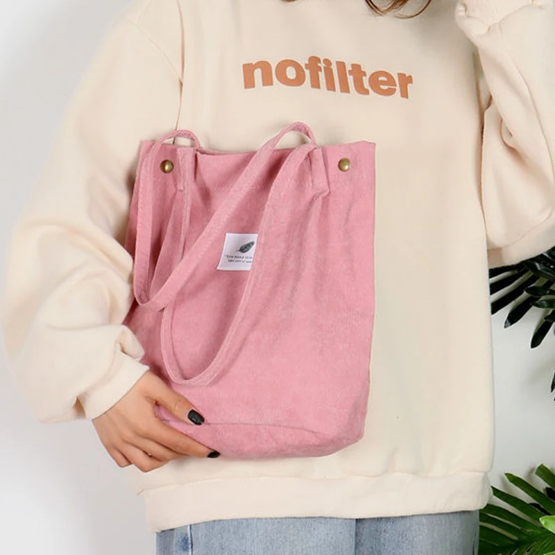 Женская Вельветовая сумка для покупок повседневный складной экологически