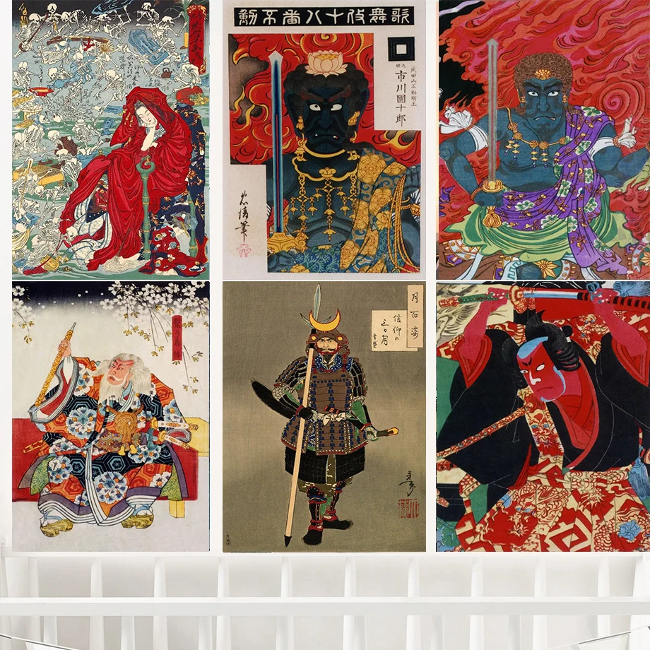 

Japanese Wall Art Poster Yoshitoshi Samurai Woodblock Ronin Reproductions Poster Decoration Painting Home Decor Canvas Poster