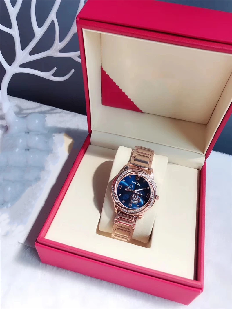 

Luxury Ladies Diamond Watch Rose Flower Shaped Women's Watches Stainless Steel Strap Butterfly Clasp Clock Gift First Choice
