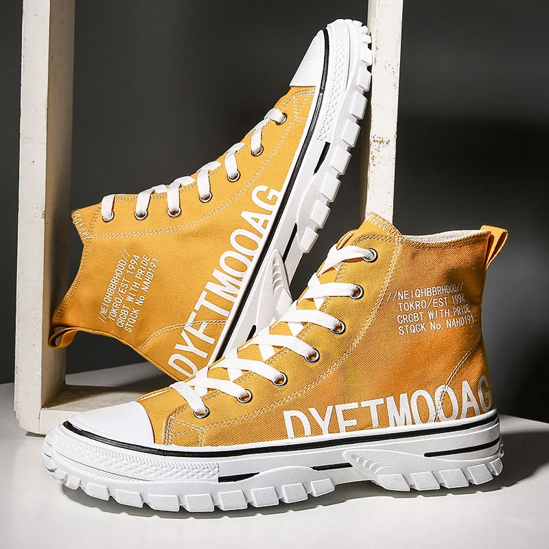 Высокая парусиновая обувь 2019 г. Новая Осенняя мужская Студенческая Корейская