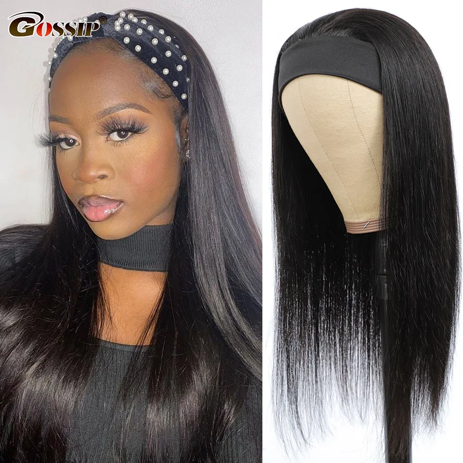 

Straight Headband Wig Human Hair Full Machine Made Wig 150 Density Glueless Human Hair Wigs For Black Women Remy Gossip Hair