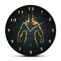 strength training time clock sport art gym wall clock fitness body building quiet sweep wall watch man cave living room decor