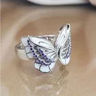Модные дизайнерские кольца с бабочкой для женщин, элегантные эмалевые фиолетовые циркониевые обручальные кольца с кристаллом, шикарные ювелирные изделия