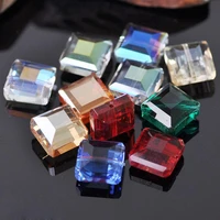 10pcs 13mm square faceted cut crystal glass loose crafts beads lot for diy jewelry making