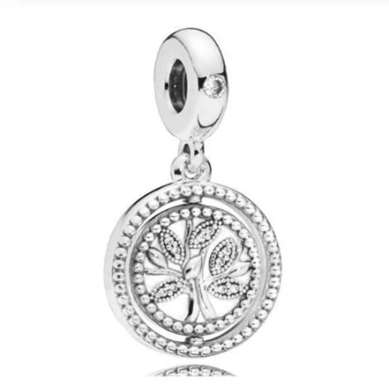 

100% 925 Sterling Silver Charm Mother's Day Rotating Tree Of Life Pendant Fit Pandora Women Bracelet & Necklace Diy Jewelry
