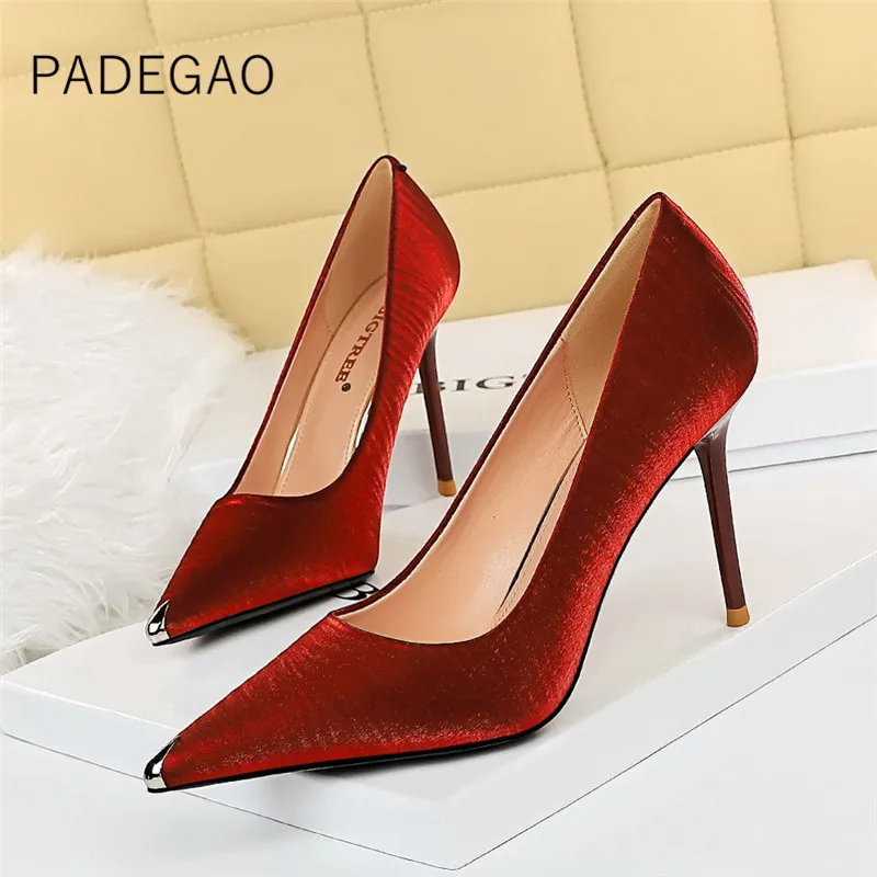 

Женские туфли на высоком каблуке, красные элегантные туфли в Корейском стиле для вечерние, 2020